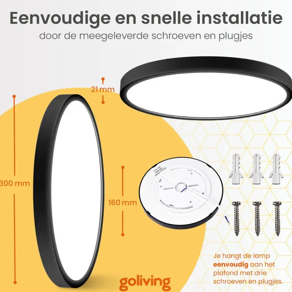 Goliving Plafondlamp - Plafonnière - LED - Ø30cm - Wit Best