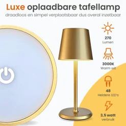 Goliving Tafellamp Oplaadbaar – Draadloos en dimbaar – Moderne touch lamp Online