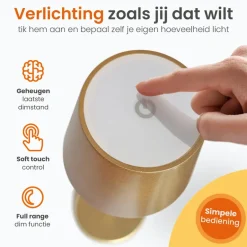 Goliving Tafellamp Oplaadbaar – Draadloos en dimbaar – Moderne touch lamp Online