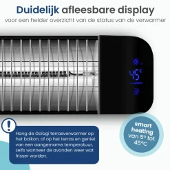 Gologi Slimme Terrasverwarmer - Heater Elektrisch - 2000W - Zwart