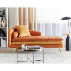 Beliani GONESSE - Chaise longue - Oranje - Fluweel Online