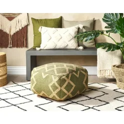 Beliani GOPI - Poef - Groen - Jute Outlet