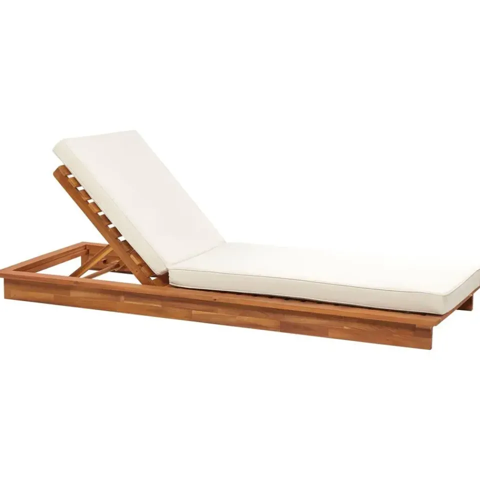 Beliani GRANARI - Ligstoel - Lichthout/Off-white - Acaciahout