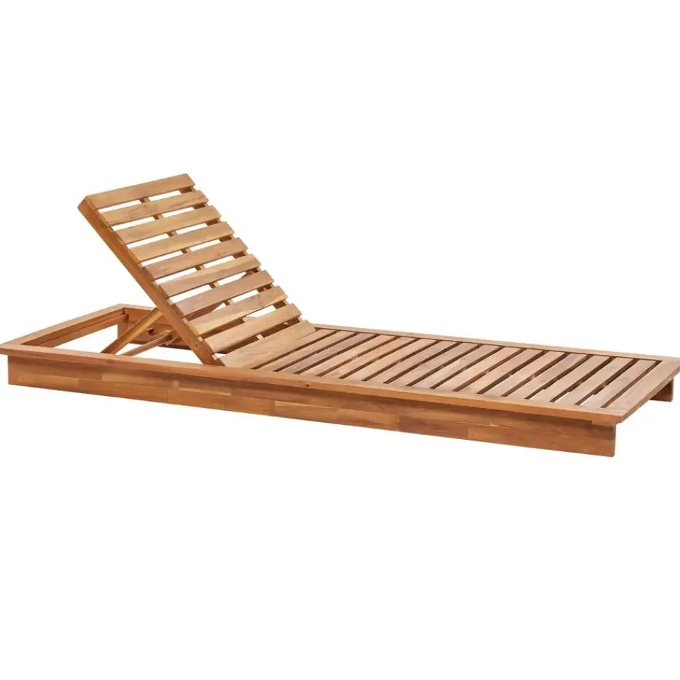 Beliani GRANARI - Ligstoel - Lichthout/Off-white - Acaciahout