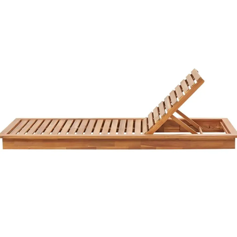 Beliani GRANARI - Ligstoel - Lichthout/Off-white - Acaciahout