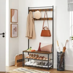 Merkloos Groot Garderoberek XL met Schoenenbank 175 x 85 cm Hot