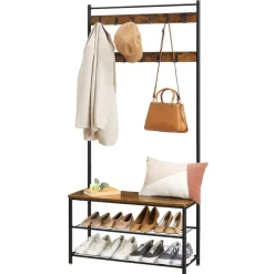 Merkloos Groot Garderoberek XL met Schoenenbank 175 x 85 cm Hot