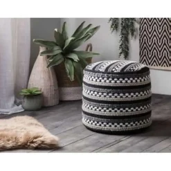 Beliani GUNTUR - Poef - Wit - 41 cm - Katoen