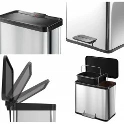 Hailo Öko Duo Plus L Prullenbak - 17+9L - RVS Outlet