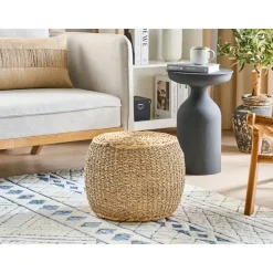 Beliani HAIPHONG - Poef - Lichtbeige - Waterhyacint Hot