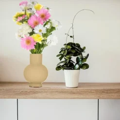 Hakbijl Glass Bloemenvaas Deborah - Beige - glas - D20 x H 26 cm Discount