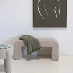 Giga Meubel Halbankje Taupe Bouclé - 99x38x46cm - Sera Hot