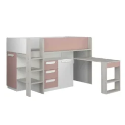 Trasman Halfhoogslaper Beau 90x200 met bureau - oudroze