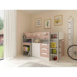 Trasman Halfhoogslaper Beau 90x200 met bureau - oudroze