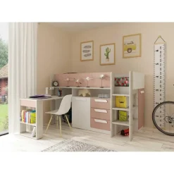 Trasman Halfhoogslaper Beau 90x200 met bureau - oudroze