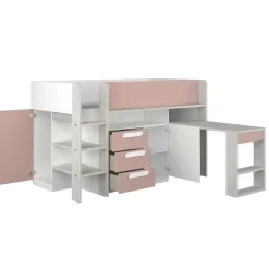Trasman Halfhoogslaper Beau 90x200 met bureau - oudroze