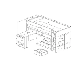 Trasman Halfhoogslaper Beau 90x200 met bureau - oudroze