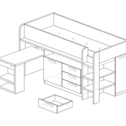 Trasman Halfhoogslaper Beau 90x200 met bureau - oudroze