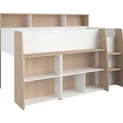 Parisot Halfhoogslaper Duffy 90x200cm met bureau - wit / eikdecor Discount