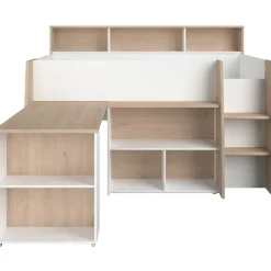 Parisot Halfhoogslaper Duffy 90x200cm met bureau - wit / eikdecor Discount