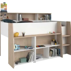 Parisot Halfhoogslaper Duffy 90x200cm met bureau - wit / eikdecor Discount