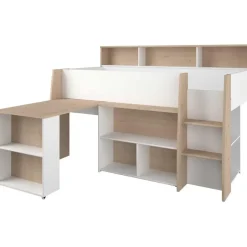 Parisot Halfhoogslaper Duffy 90x200cm met bureau - wit / eikdecor Discount