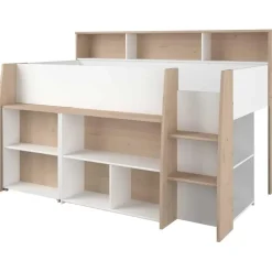 Parisot Halfhoogslaper Duffy 90x200cm met bureau - wit / eikdecor Discount