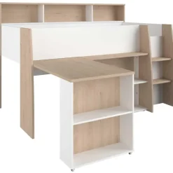 Parisot Halfhoogslaper Duffy 90x200cm met bureau - wit / eikdecor Discount