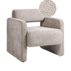 Beliani HALLSBERG - Fauteuil - Taupe - Bouclé