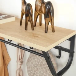 Merkloos Hangende Kapstok voor Muur of Wand - 8 Haken en 1 Bar - 90 cm Lang - Lichte Eik Hot