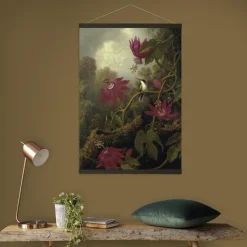 Art for the Home Hangende Poster Linnen Schemerige Schoonheid Jungle Kolibrie 100x70cm Clearance