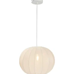 Leen Bakker Hanglamp Fenne ovaal - wit metaal - E27 - 150xØ38 cm Outlet