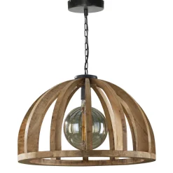 Dimehouse Hanglamp gebogen mangohout Madri Ø60 - 62x62x150 cm - Mangohout - Bruin New