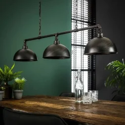 Dimehouse Hanglamp industrieel Abby 3-lichts buis zwart - 25x118x150 cm - Zwart - Zwart Hot