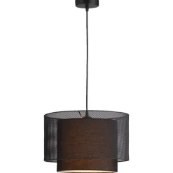 Leen Bakker Hanglamp Zaragoza E27 - mat zwart - 120xØ35 cm