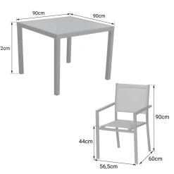 Happy Garden Tuinmeubilair BERGAMO - Grijs - Aluminium