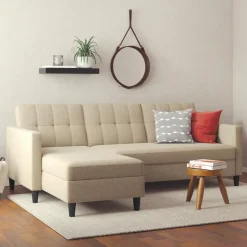 Dorel Home Hartford - 3-zits hoekslaapbank in cappuchino stof