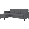 Dorel Home Hartford - 3-zits hoekslaapbank in grijs stof Discount