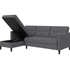 Dorel Home Hartford - 3-zits hoekslaapbank in grijs stof Discount