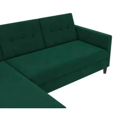 Dorel Home Hartford - 3-zits hoekslaapbank in donkergroen stof Best
