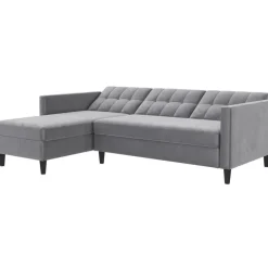 Dorel Home Hartford - 3-zits slaapbank in grijs fluweel Sale