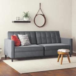 Dorel Home Hartford - 3-zits slaapbank in antraciet fluweel Clearance