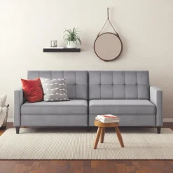 Dorel Home Hartford - 3-zits slaapbank in grijs fluweel Sale