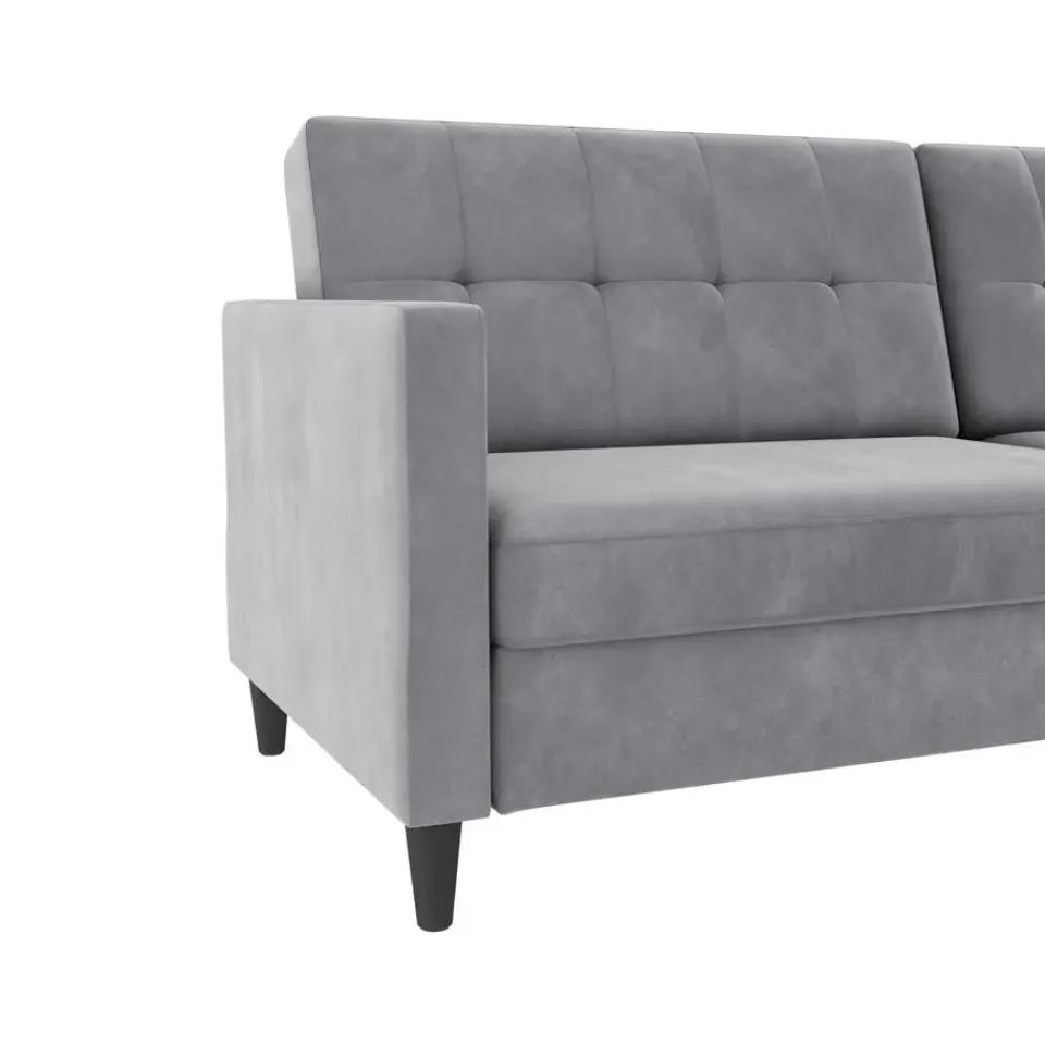 Dorel Home Hartford - 3-zits slaapbank in grijs fluweel Sale