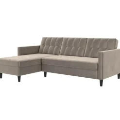 Dorel Home Hartford - 3-zits slaapbank in taupe fluweel Clearance