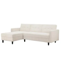 Dorel Home Hartford II - 3-zits hoekslaapbank in crèmekleurige stof Clearance