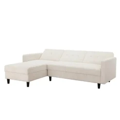 Dorel Home Hartford II - 3-zits hoekslaapbank in crèmekleurige stof Clearance