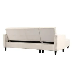 Dorel Home Hartford II - 3-zits hoekslaapbank in crèmekleurige stof Clearance