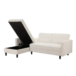 Dorel Home Hartford II - 3-zits hoekslaapbank in crèmekleurige stof Clearance