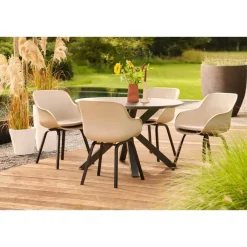 Hartman Le Soleil Element dining armstoel - Soft Taupe/Black - 4 st. New